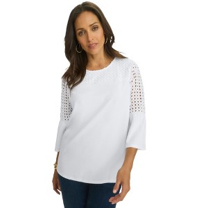 Jessica London Women's Plus Size Stretch Lace Mix Top - 1 of 4