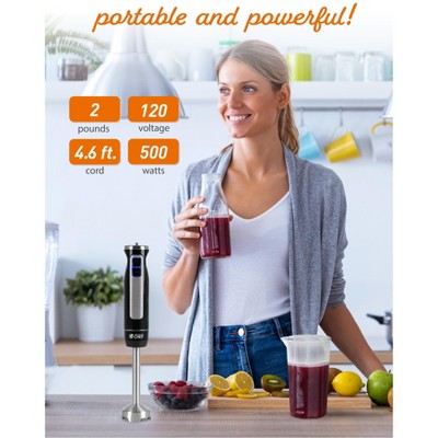 Commercial Black Stainless Steel Immersion Hand Blender with Variable Speed