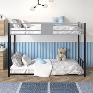 Kumasinova Twin-Over-Twin Bunk Bed, Separatable Metal Bed Frame – Converts to 2 Beds, Noise-Free Wood Slats & Full-Length Vent Guardrails - 1 of 4