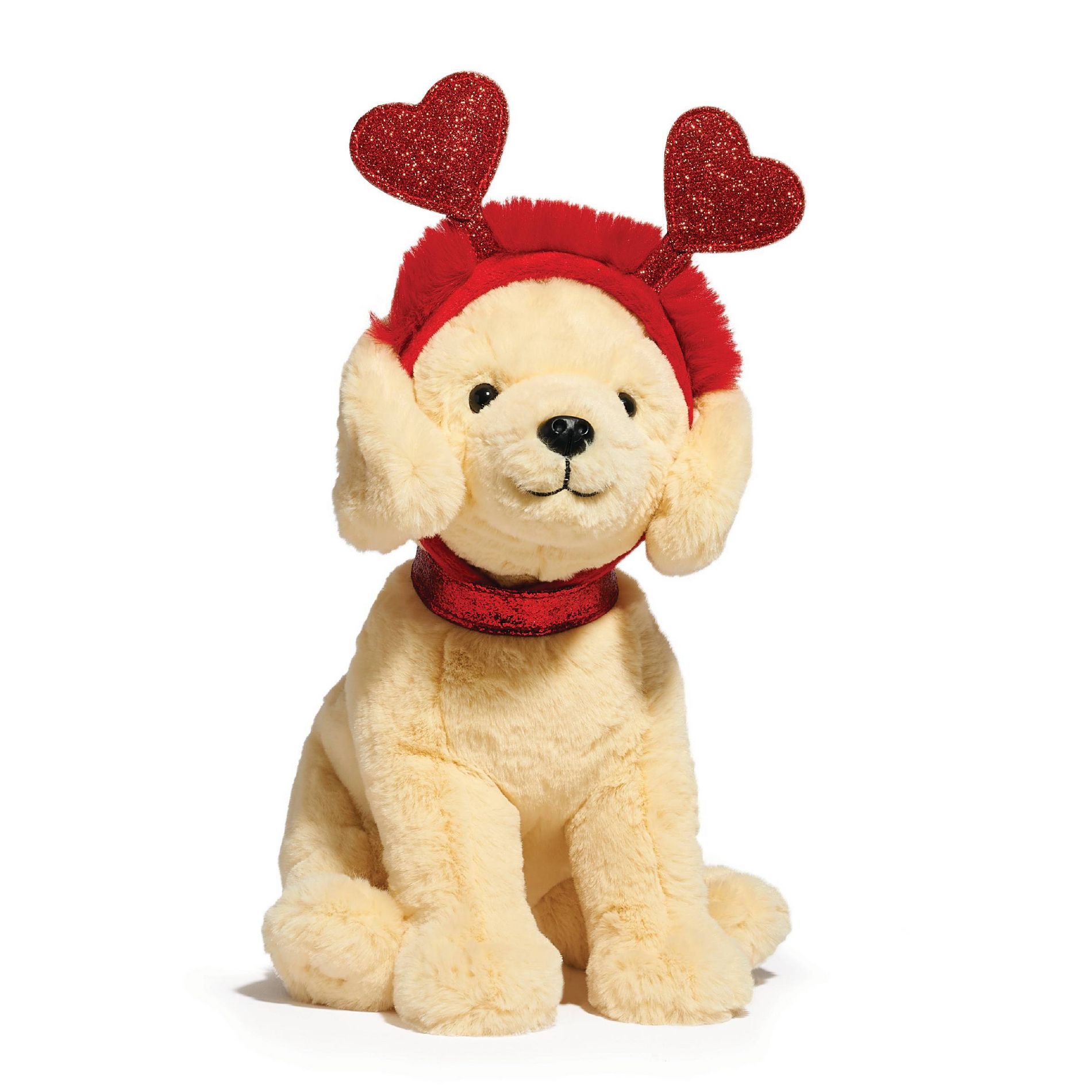 FAO Schwarz 12" Sparklers Toy Plush Labrador with Removable Red Heart Boppers