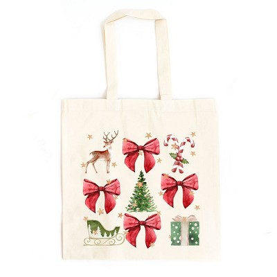 City Creek Prints Coquette Christmas Collage Canvas Tote Bag - 15x16 - Natural