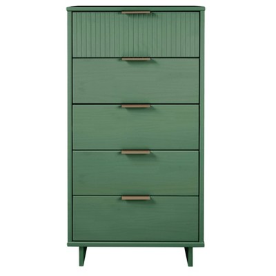 Granville Tall Modern 5 Drawer Dresser Sage Green - Manhattan Comfort ...