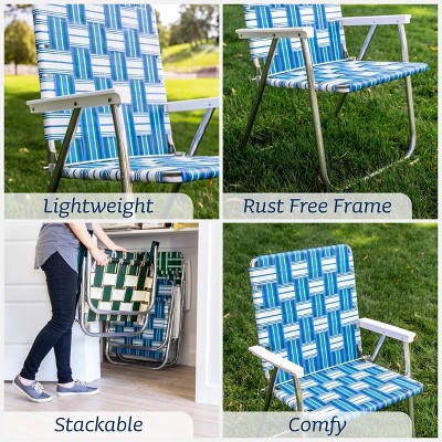 Old Glory Aluminum High Back Beach Chair with White Arms