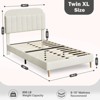 Twin/Twin XL/Full Bed Frames, Velvet Upholstered Platform Bed Frames with Bookcase Headboard, Kids Bed for Girls, Heavy Duty Steel Support Legs - 2 of 4