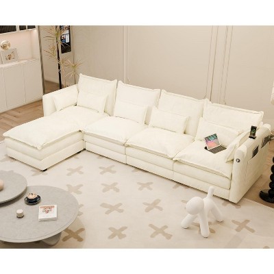 DYHOME L Shaped Couch Sectional Sofa Comfy Cloud Couch for Living Room, Deep Seat Modular Sectional Sofa, 4 Seat