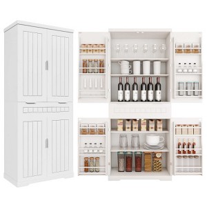 AENKYO 71.65" Kitchen Tall Pantry Cabinet with Drawer, Doors and Shelves, Storage Cabinet with Adjustable Shelves, Freestanding Cupboard for Kitchen - 1 of 4