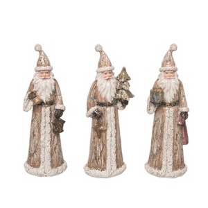 Transpac Set of 3 Gold Dusted Santa Polyresin Tabletop Figurines - 6.0H Inches - Christmas Holiday Decorative Objects - 1 of 2