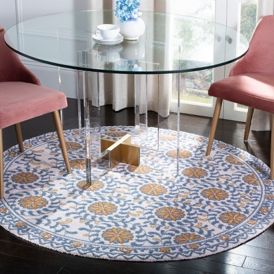 Reyna Ivory Floral Hand-Hooked Wool Area Rug, 10' x 14'