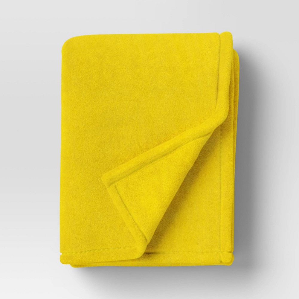 Solid Colored Plush Throw Blanket Vibrant Yellow - Room Essentials™