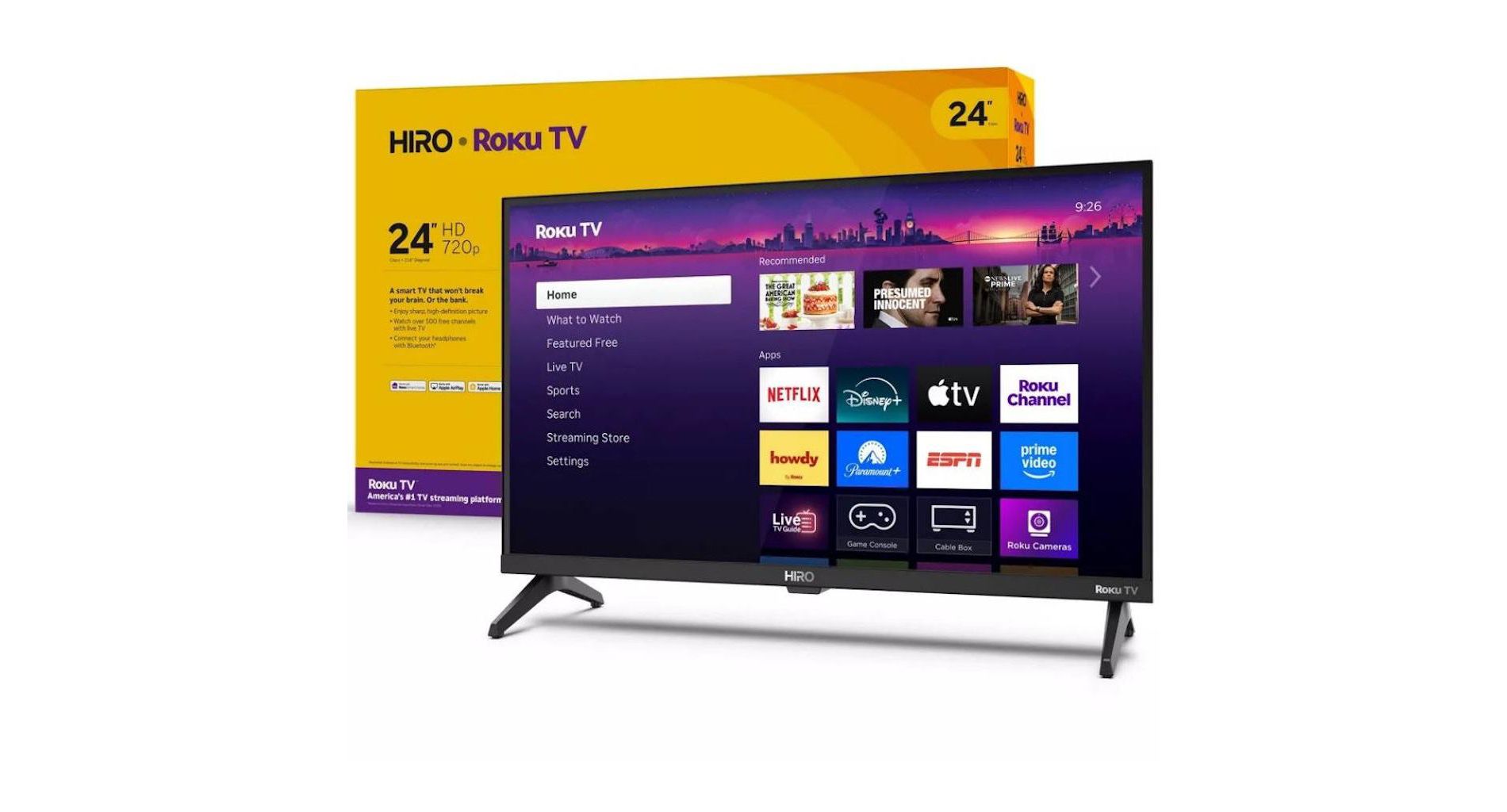 Refurbished: Hiro Roku 24" 720p HD Smart Flat Screen LED Roku TV with Dolby Audio for Streaming H24C2C4 Manufacturer Refurbished