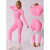 Allegra K Women's Stand Collar Ribbed One Piece Workout Fitness Full Body Shapers with Front Zipper - 3 of 4