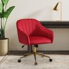 WestinTrends Phoebe Upholstered Velvet Swivel Vanity Office Chair With Wheels - 2 of 4