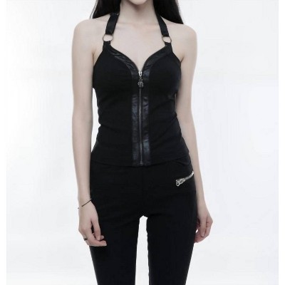 Women's Halter Zip Up Punk Vest - Western F.a.s.h.i.o.n