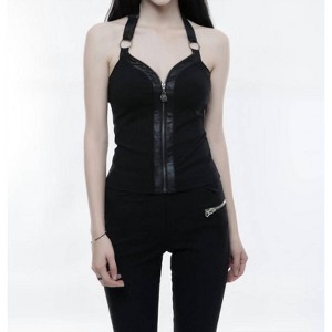 Women's Halter Zip Up Punk Vest - Western F.a.s.h.i.o.n - 1 of 4
