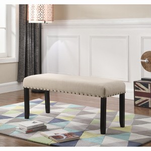 Roundhill Furniture Biony Fabric Dining Bench with Nailhead Trim, Tan - 1 of 4