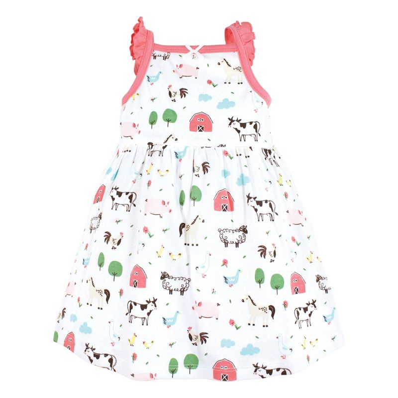 Hudson Baby Infant and Toddler Girl Cotton Dresses, Farm Animals, 3 of 5