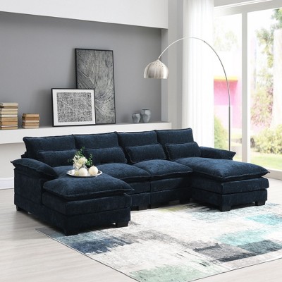 CAVINAS U Shaped Sectional Couch with Lumbar Pillow, 6-Seater Sectional Couches for Living Room, Cloud Couch for Living Room