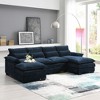 CAVINAS Modern Home Sofa Chair Living Room, Modular U-shaped Sectional Sofa with Waist Pillows, 6 Seat Upholstered Symmetrical Indoor Furniture - 2 of 4