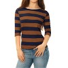 INSPIRE CHIC Women's Stripes Casual Basic Elbow Sleeves Boat Neck Slim Fit T-Shirts - 2 of 4