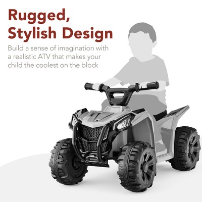Gray 6-Volt Kids Ride-On Quad ATV with Treaded Tires