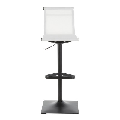 Mirage 47'' Adjustable Swivel Barstool in Black Metal and White Mesh