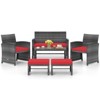 Costway 6PCS Patio Furniture Set Outdoor Sectional Conversation PE Rattan Sofa Set Black/Gray/Navy/Red/White/Turquoise - 2 of 4