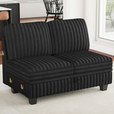 Belffin Corduroy Fabric Loveseat Module for Modular Sectional Couch for Living Room 2 Seater Modular with Storage