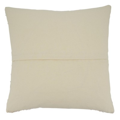 Ivory Fringe Stripe Cotton Pillow Cover, 22"