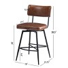 FURNIinspire Counter And Bar Stools Swivel Counter Height Stools Set of 2, Kitchen Bar Stool with Footrest, PU Cushion, Brown, 19"*21.75"*38.5" - 3 of 4