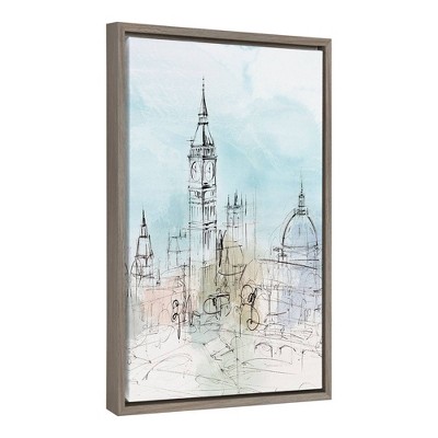27" x 19" Framed Abstract Skyline Canvas Print