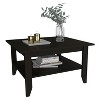 Vynxaria Black Coffee Table with One Shelf and Four Legs - Stylish and Functional Design - 3 of 4