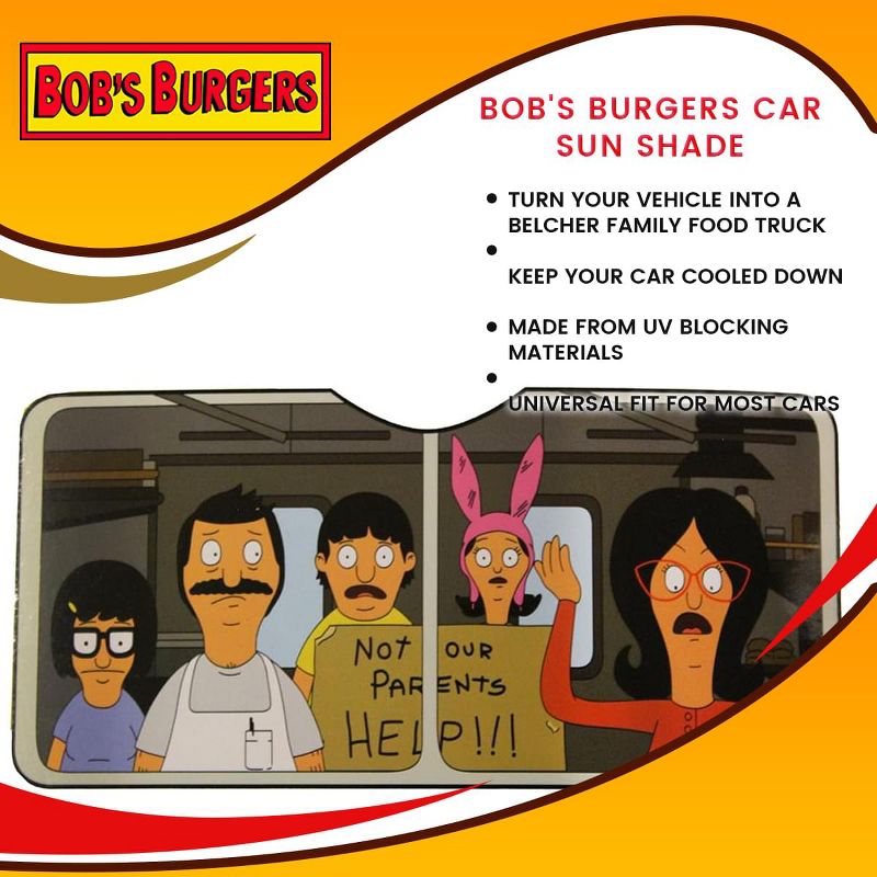 Surreal Entertainment Bob's Burgers Car Sun Shade, 2 of 3