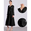 Allegra K Women's Elegant Pleated Cross V Neck Puff Sleeve Tie Waist A-Line Dress - 2 of 4