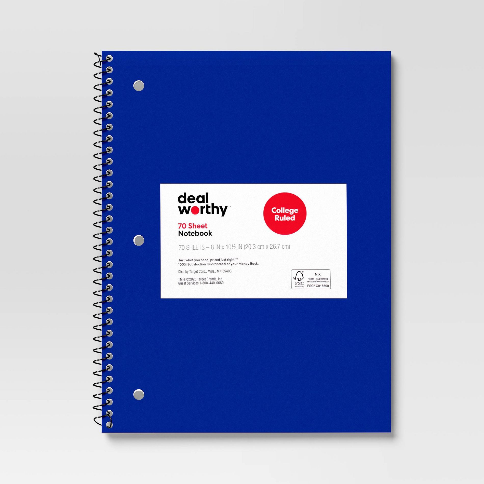 Subject Spiral Notebook College Ruled Blue - Dealworthy™