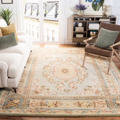 Handmade Light Blue Wool 9' x 12' Tufted Rectangular Rug