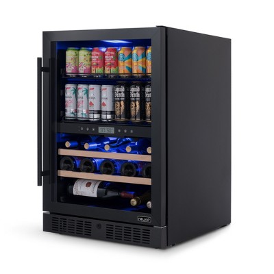 Newair 24" Black Stainless Steel Dual Zone Wine and Beverage Refrigerator