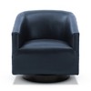 Faux Leather Wood Base Swivel Chair with Solid Wood Frame, Foam Cushion, and Transitional Styling - 3 of 4