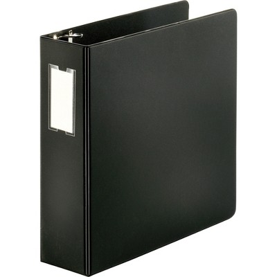 Business Source D-Ring Binder w/Label Holder Hvy-Dty 3" Black 33113