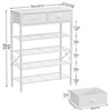 WOWLIVE 5-Tier Shoe Rack Black Metal with Wood Top Shelf and 2 Non-woven Drawers,Rustic Brown Black White - 3 of 4