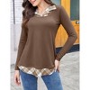 BLUEMING Womens Polo Shirts Color Block Faux Layering Shirts Plaid Shirts Teacher Shirts Everyday Tops - 4 of 4