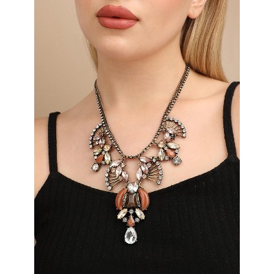 SOHI Women's Multicolour Party Stone Statement Necklace