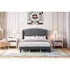 Bed Frame with Headboard – Upholstered Velvet Platform Bed, Rivet Button Tufted, Heavy Duty, No Box Spring - 4 of 4