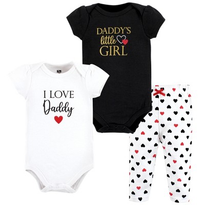 Hudson Baby Infant Girl Cotton Bodysuit And Pant Set, Girl Daddy Red ...