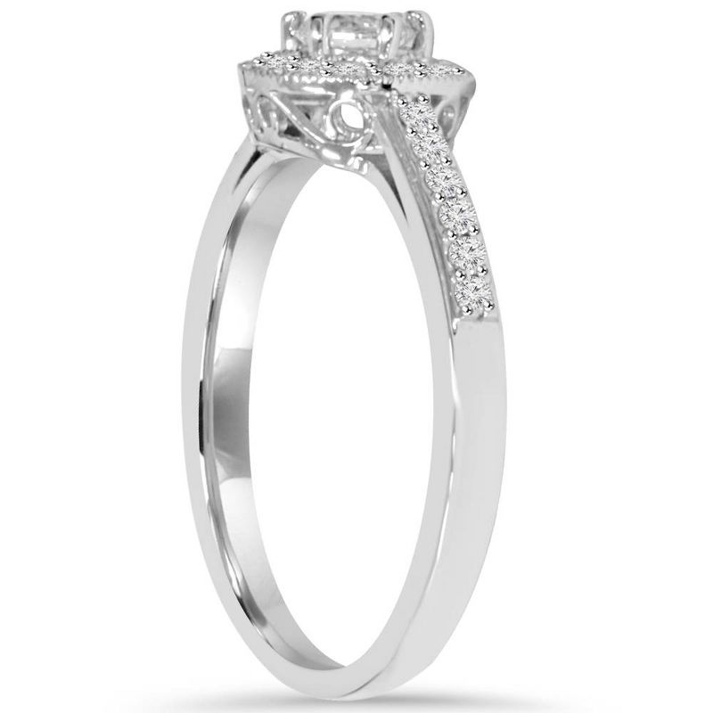 Pompeii3 1/2CT Vintae Diamond Halo Engagement Ring 10K White Gold, 3 of 5