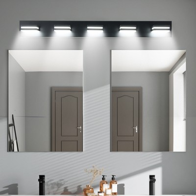 VYNXARIA Black Wall Lights, Modern 5-Light Vanity Fixture with Sleek Minimalist Design