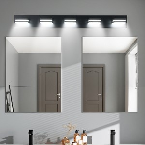VYNXARIA Black Wall Lights, Modern 5-Light Vanity Fixture with Sleek Minimalist Design - 1 of 4