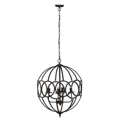 Malin 4-Light Orb Chandelier Antique Black - A&B Home