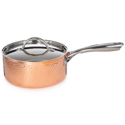 Vintage Hammered Copper and Stainless Steel 10-Piece Cookware Set