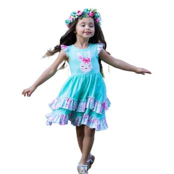 Floral Bunny Tiered Ruffle Easter Dress - Mia Belle Girls