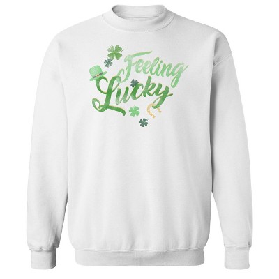 Rerun Island Men's Feeling Lucky Long Sleeve Graphic Cotton Sweatshirt
